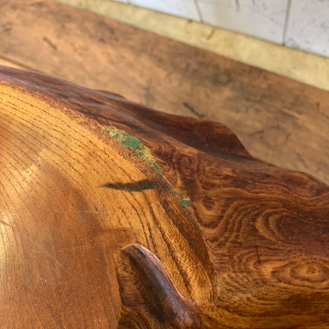 昭和レトロ 木製 天然木 欅材 一枚板 脚付き 座卓 センターテーブル