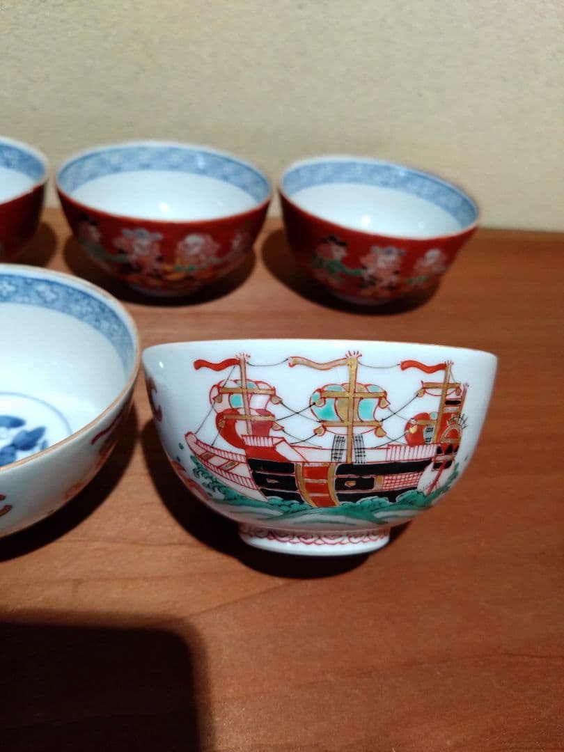 阿蘭陀人 五艚船 紋 猪口 南蛮人