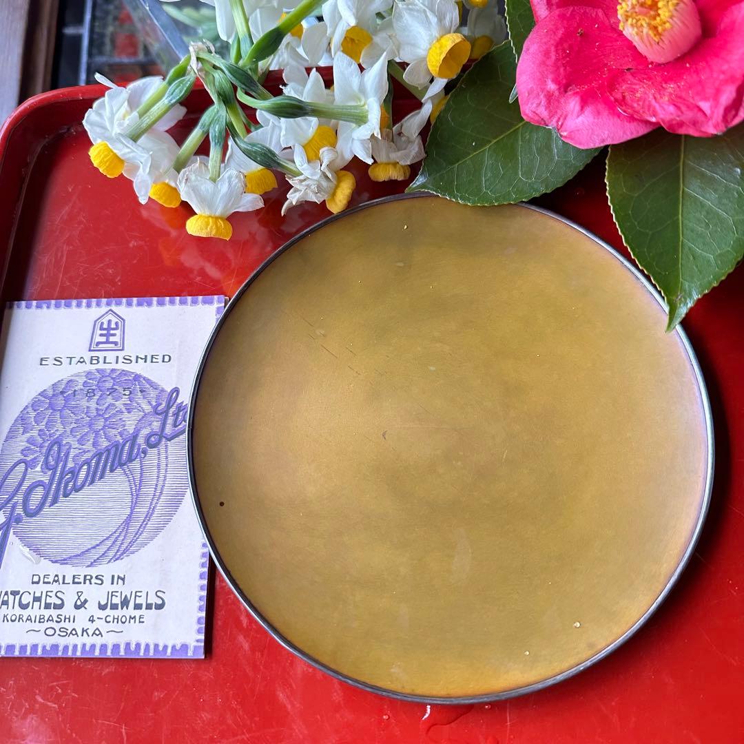 超限定9月10日20時迄‼️愛蔵生駒製松美斎造銀縁黄銅槌目菓子盆G.Ikoma5客