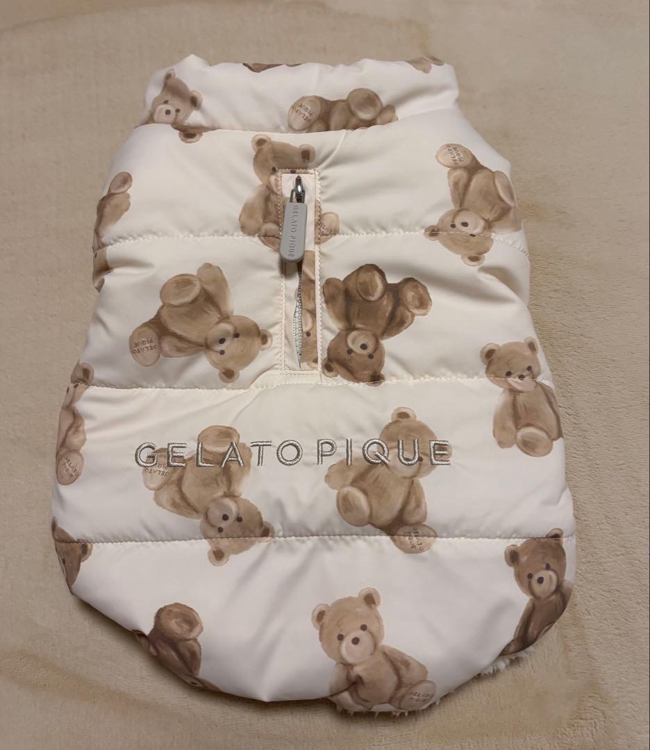 ジェラートピケ 中綿ベスト くま柄 L CAT&DOG】中綿ベスト(ウェア