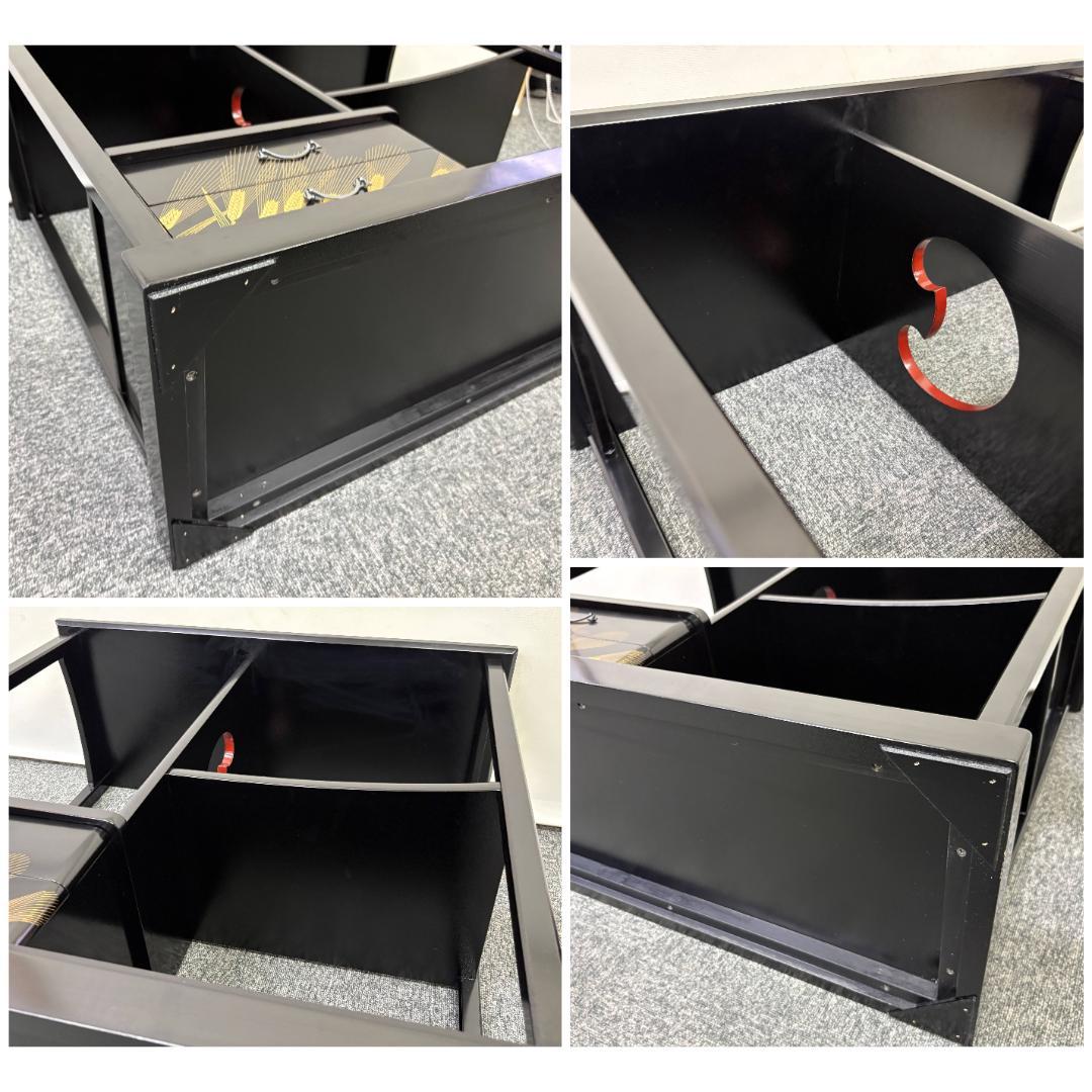 美品 森繁 モリシゲ MORISHIGE 香川漆器 黒漆塗 高級 茶棚 伝統工芸