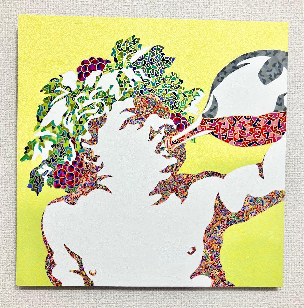 原画　バッカス　動物画　絵画　アクリル画　現代アート　細密画　手描き　一点物
