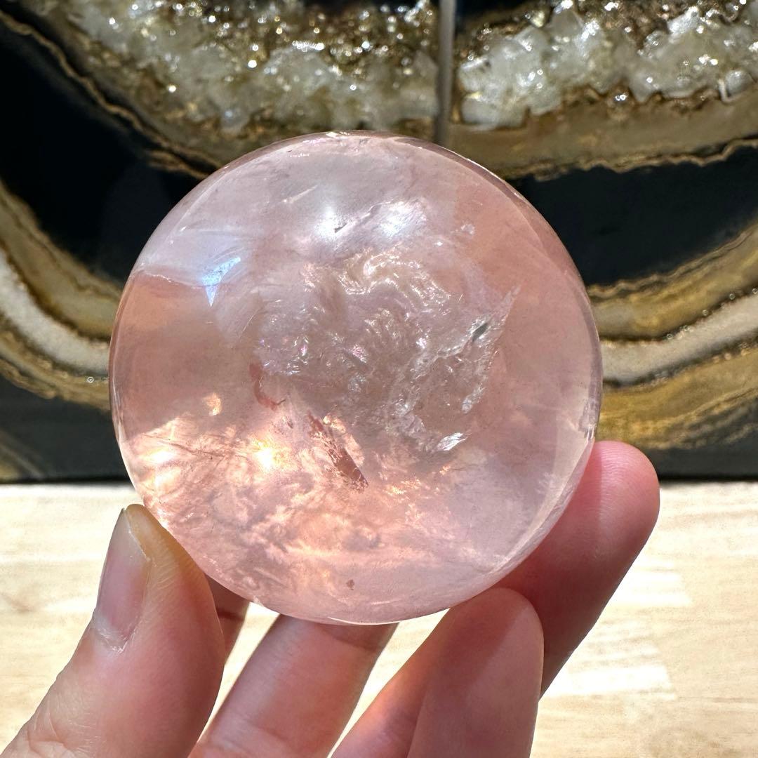 ジェムローズクォーツ 高品質 5.4㎝ スフィア 透明度 ゼリー感