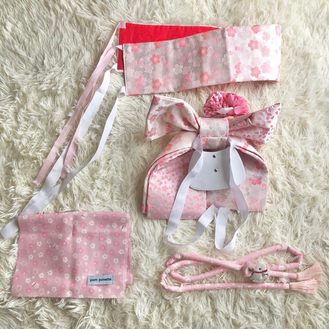 七五三　7歳　ポンポネット日本製生地着物　他13点セット　ピンク好き女の子