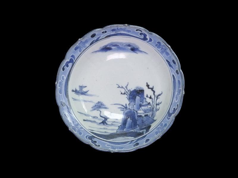 古伊万里 染付 墨弾 桜花に波 楼閣山水図 膾皿 5客 A634AS-CVz - メルカリ