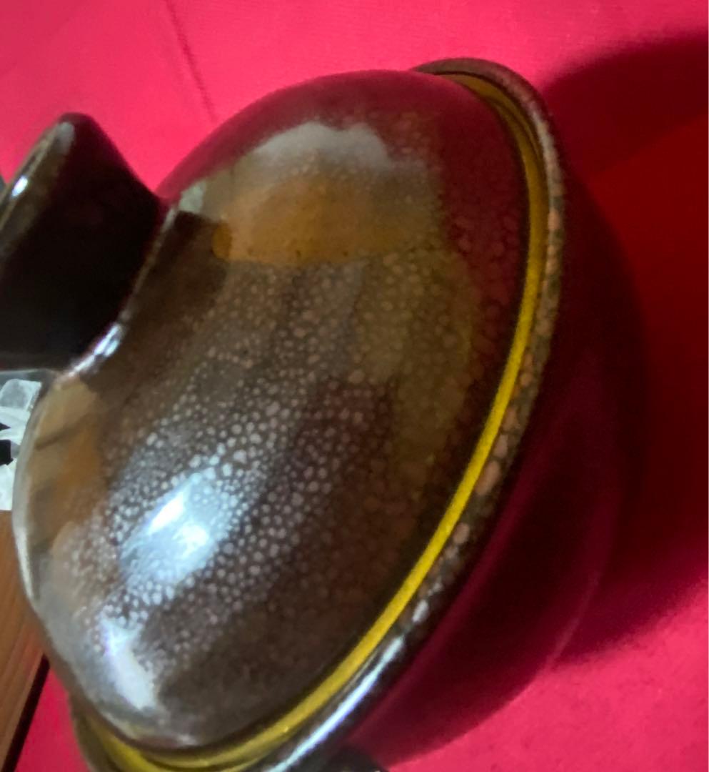 工芸品　安田全広　鹿深窯　天目名家　油滴天目　蓋付茶碗　蓋付小鉢　箱付