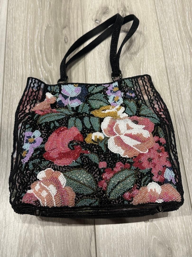 KATORIYA 総ビーズ刺繍 花柄 ハンドバッグ　セット