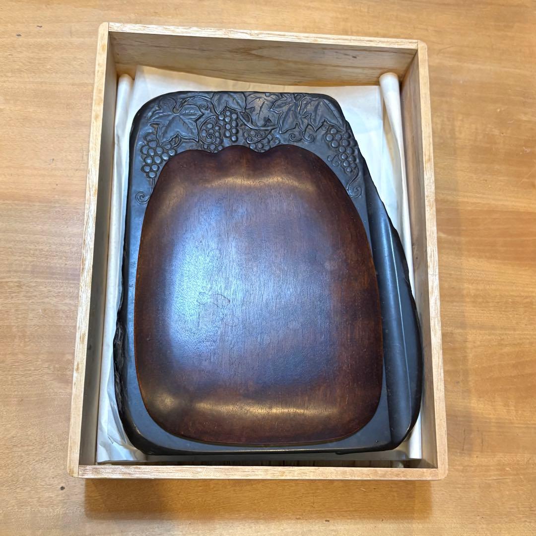 書道 硯 雨畑硯 雨畑真石 知石作 最高級品 大型硯 葡萄 彫刻 - メルカリ
