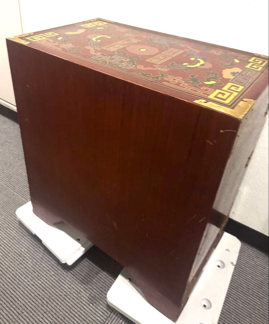 希少シノワズリ 緻密金彩美しいバンダジ 李朝箪笥アンティーク漆塗