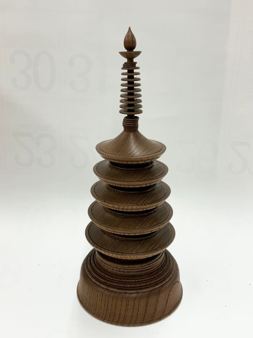 山中木製漆器　五重塔　欅材　平田秋平作