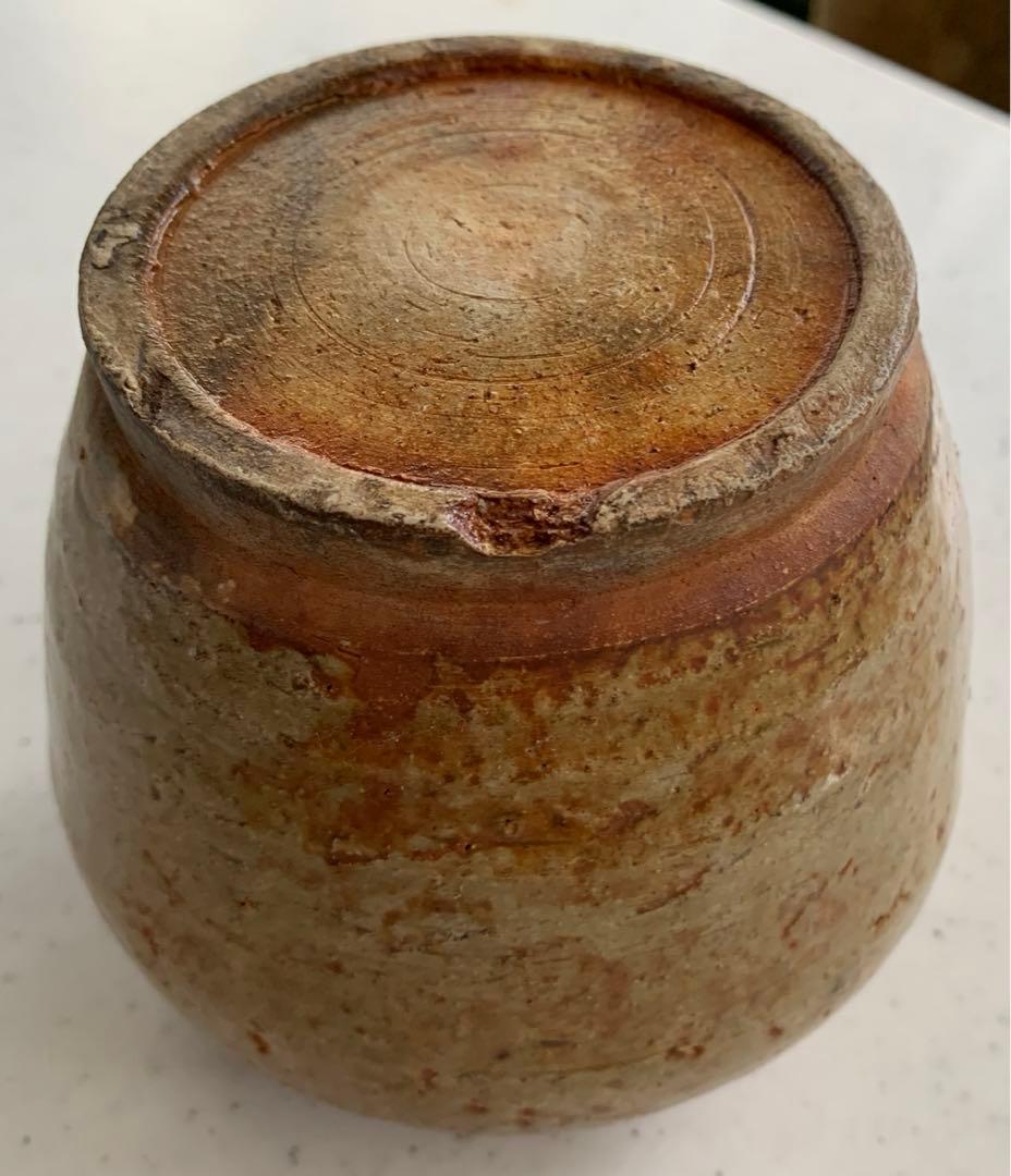 瀬戸焼　お歯黒壺　高台　双耳　アンティーク