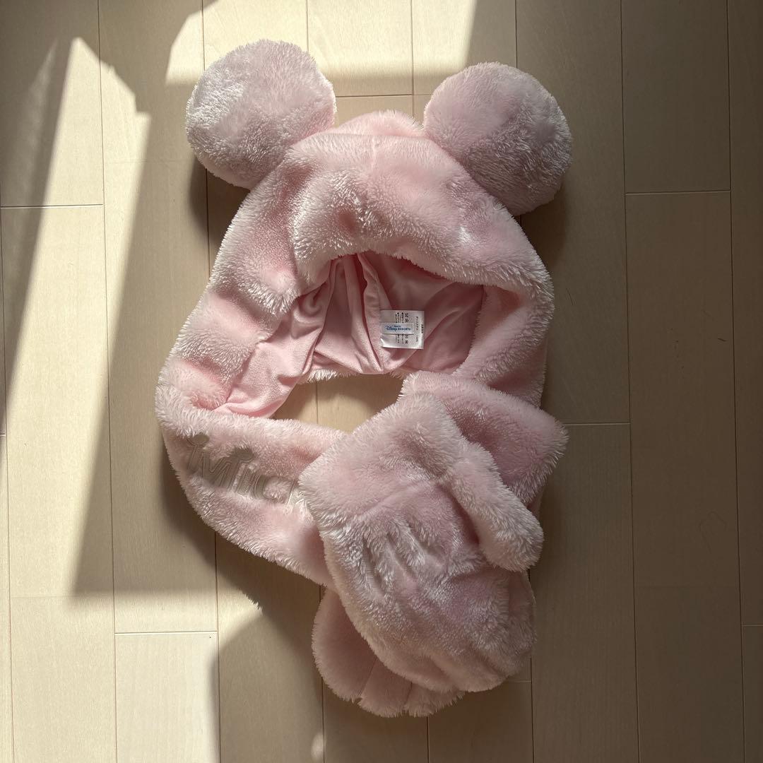 ディズニー ミッキー マフラーキャップ ピンク - メルカリ