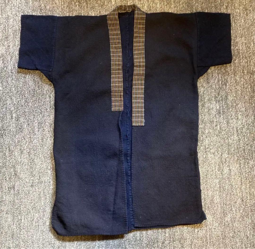 明治-大正期 藍染 木綿 庄内 刺し子 野良着 BORO 襤褸 半纏 着物