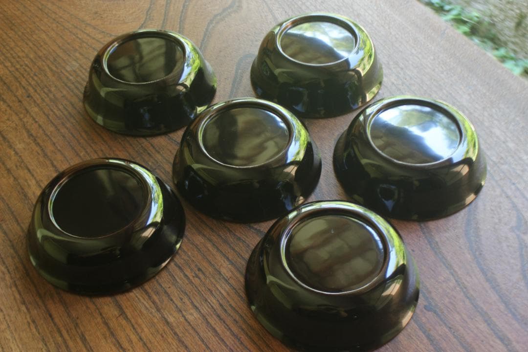 ばら売り可！時代金縁黒漆に優美な草花蒔絵の映える小皿6点（検輪島塗蒔絵皿菓子皿