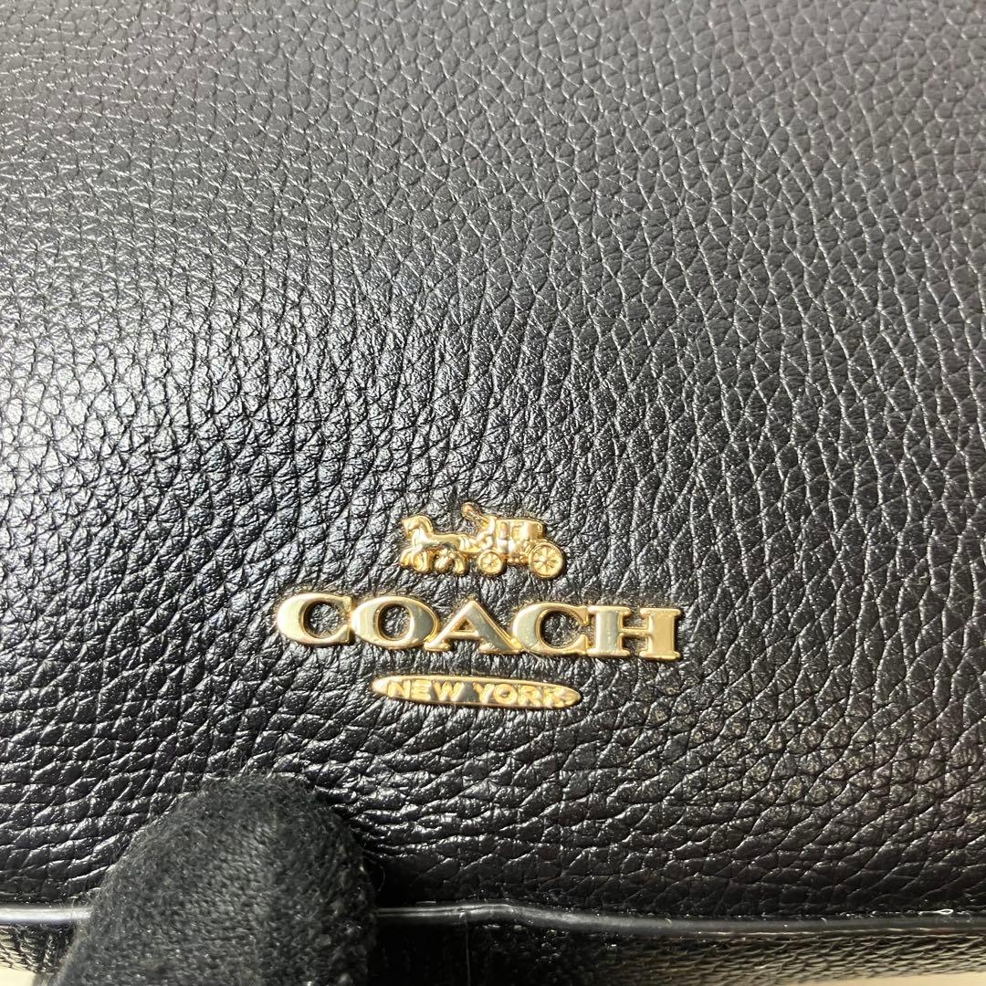 美品✨コーチ カメラバッグ シボ革 チェーン ゴールド金具 ショルダーバッグ 黒