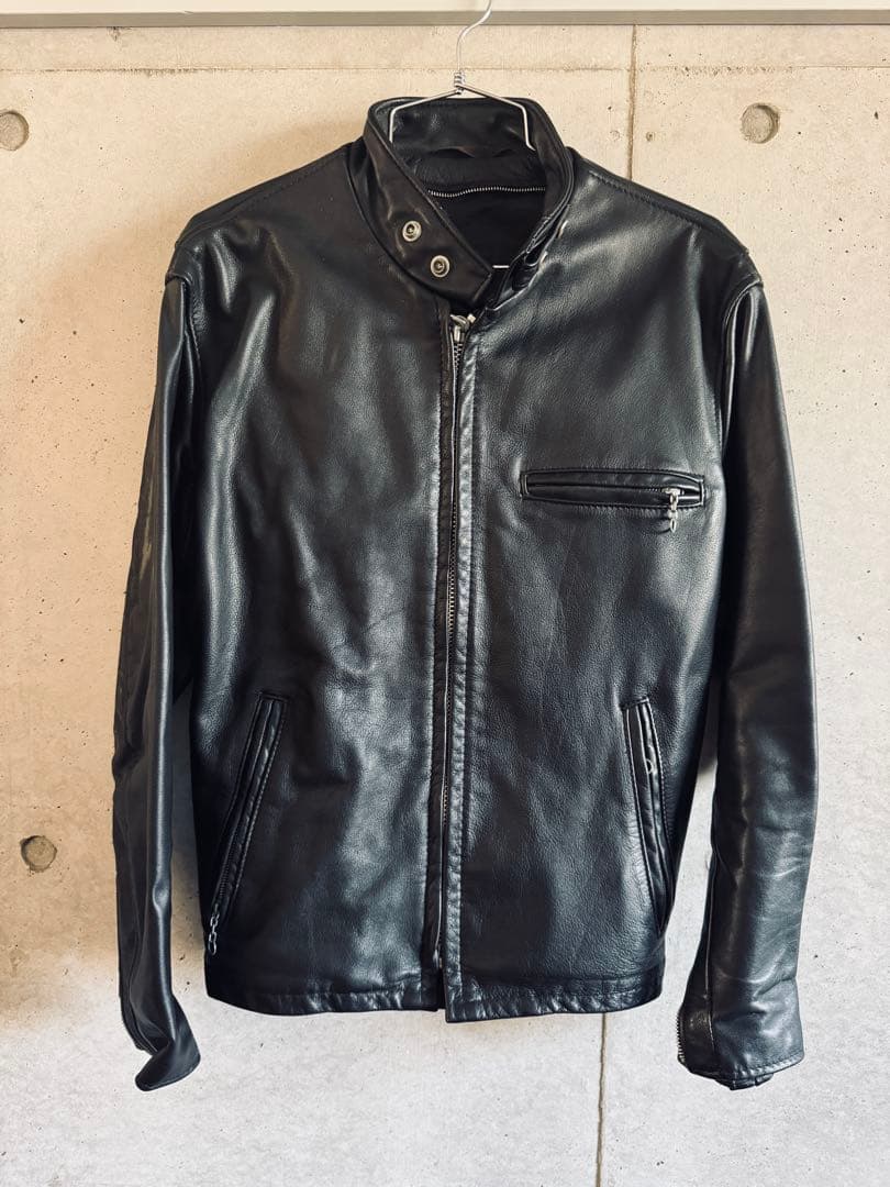 Schott シングルライダース ブラックレザージャケット 38