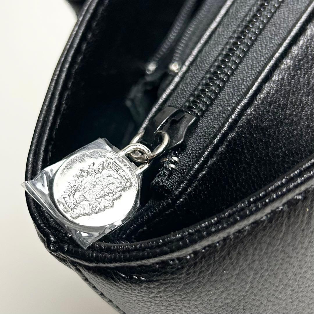 未使用✴︎ダックス/三室構造レザーハンドバッグ/やぎ革/黒/フォーマル/冠婚葬祭