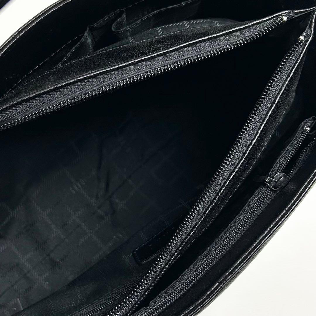 未使用✴︎ダックス/三室構造レザーハンドバッグ/やぎ革/黒/フォーマル/冠婚葬祭