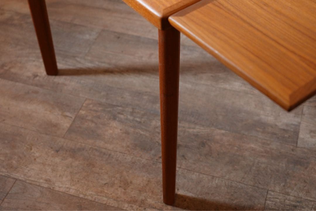 デンマーク ヴィンテージ ドローリーフ ダイニングテーブル 木製 チーク 北欧