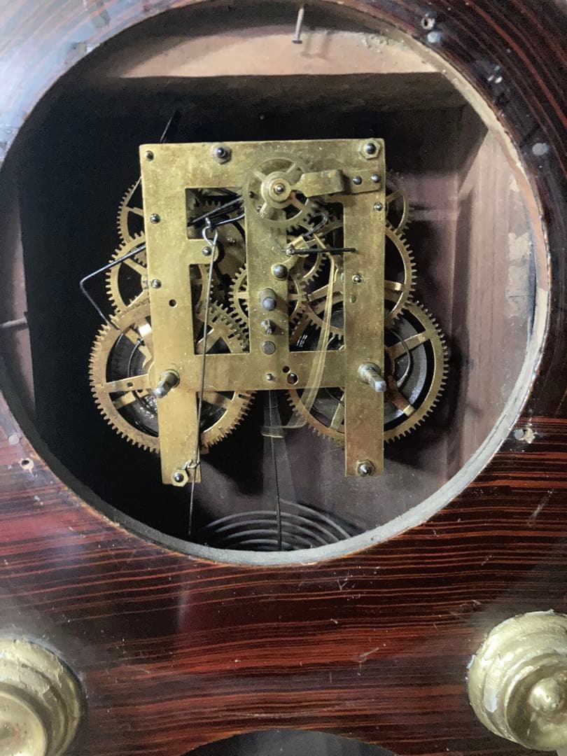 アンティーク四つ玉ダルマ柱時計 8日巻 修復品 稼働中
