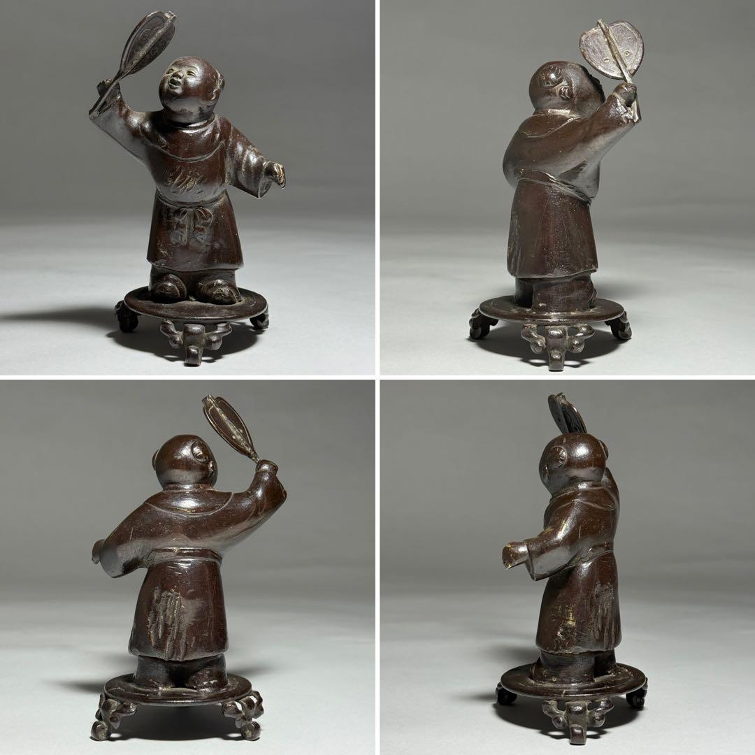 ◆古銅唐子置物 唐銅 江戸幕末〜明治時代◆