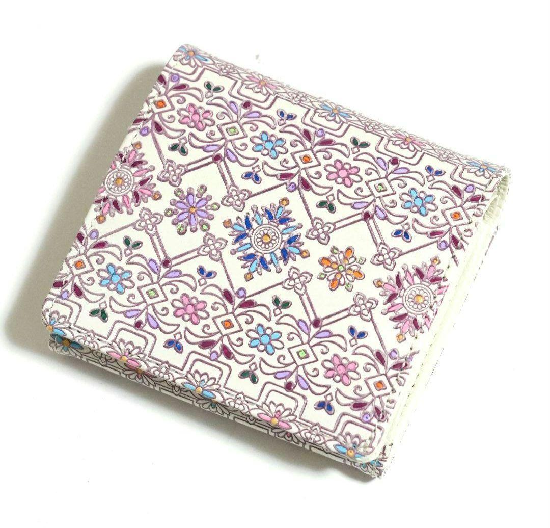 未使用品】友禅文庫 二つ折り財布 牛革 日本製 花柄の通販はau PAY