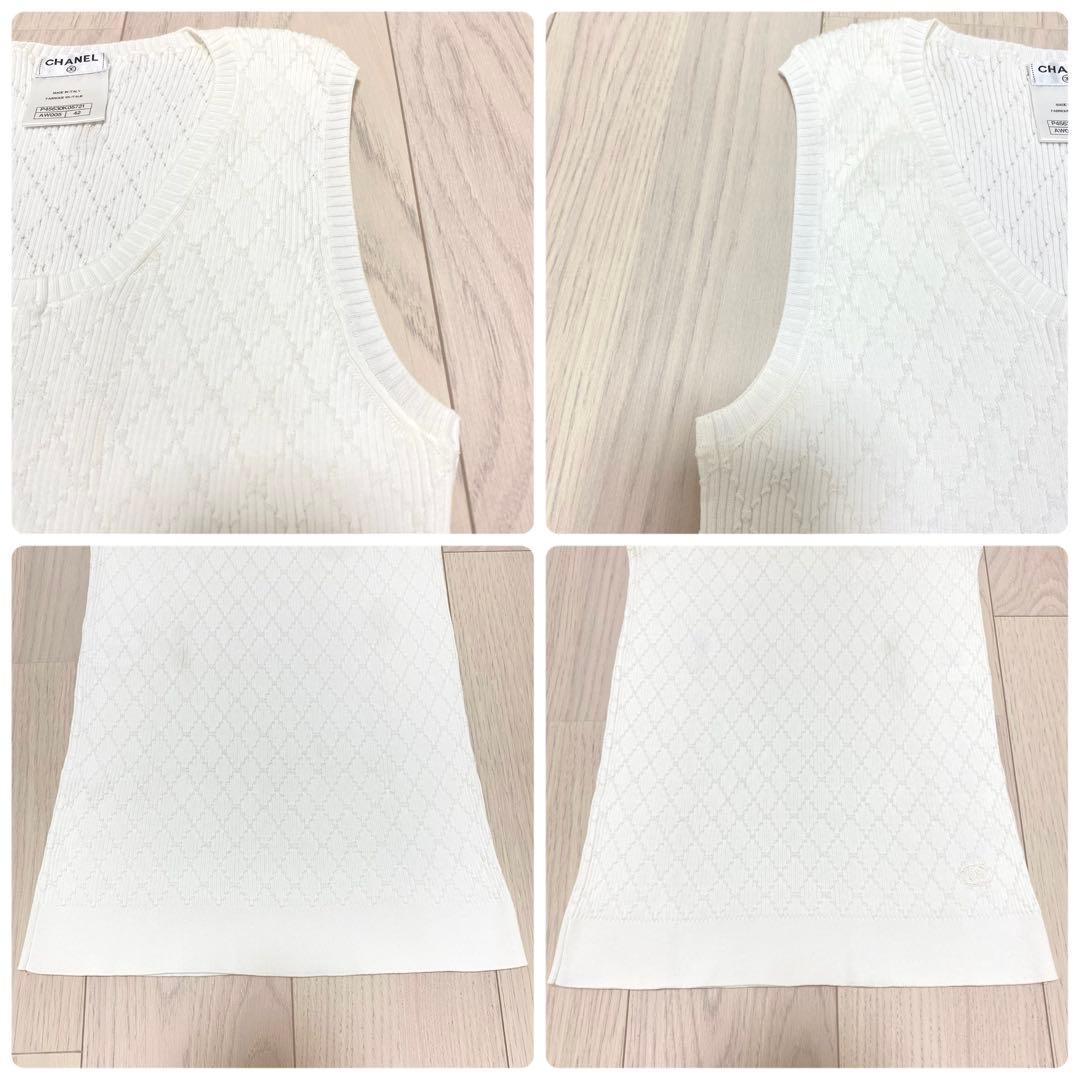 CHANEL ノースリーブ ココマーク サマーニット トップス コットン100%