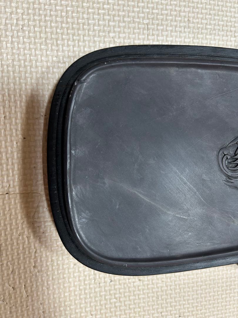 [極上貴重珍品] 中国 清時代文房四宝。文房具　清時代麻子坑鳳凰端溪硯　紫檀共箱