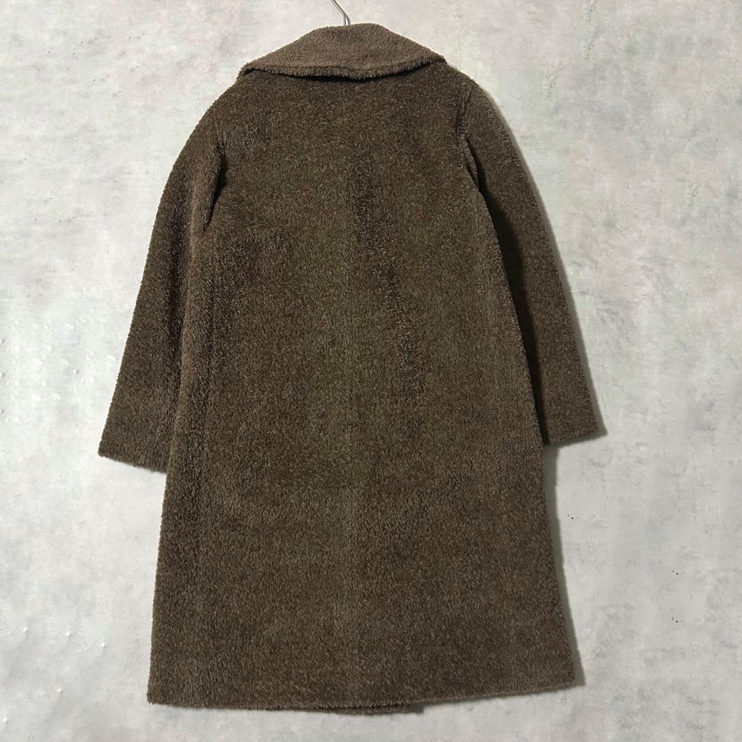 マックスマーラ 銀タグ アルパカシャギーコート ロング 裏地ロゴ