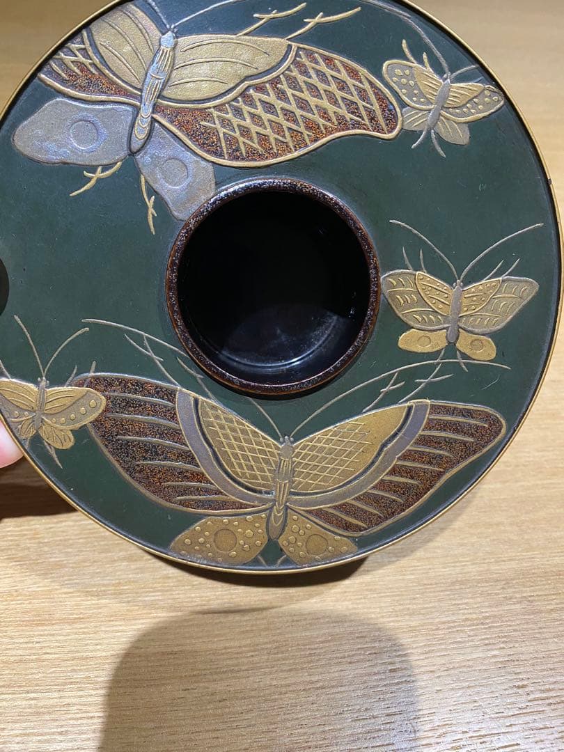 骨董　盃台　皿　蝶々☆アンティーク