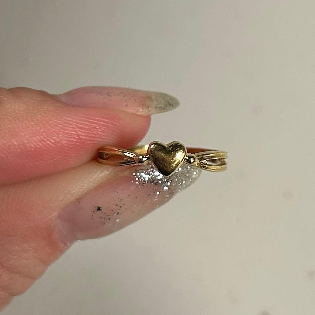 18K ハートリング 指輪 18金 ピンキーリング 7-8号