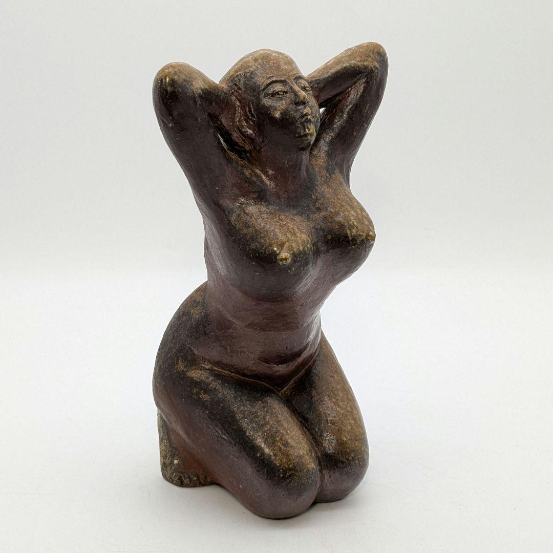 木南知加選 備前焼 裸婦像 共箱合布 置物 陶像 細工物 陶彫