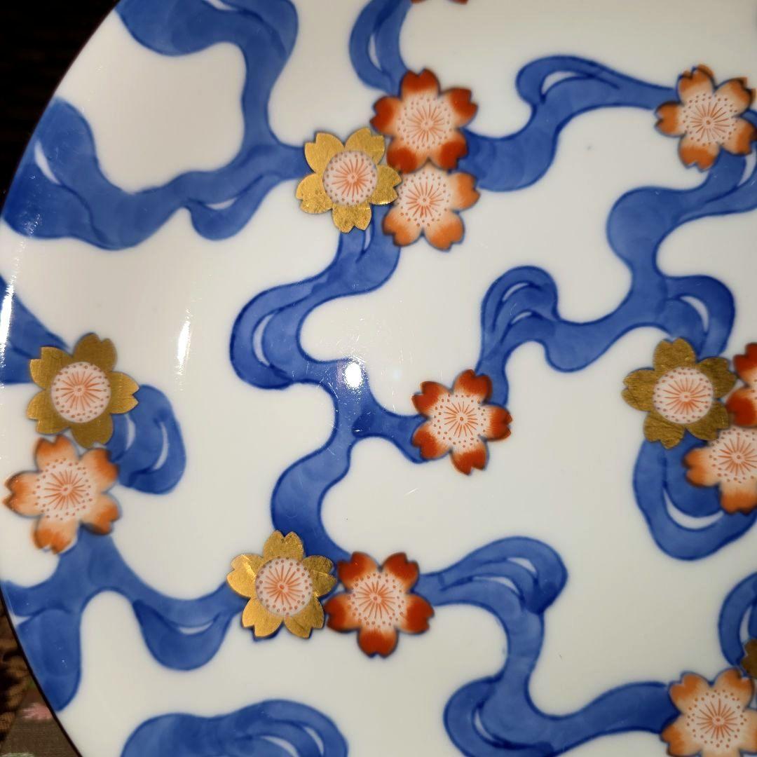 ご購入者様ご確認用　②深川製磁　希少　川に桜　中皿　18.5cm 　絵皿　1枚