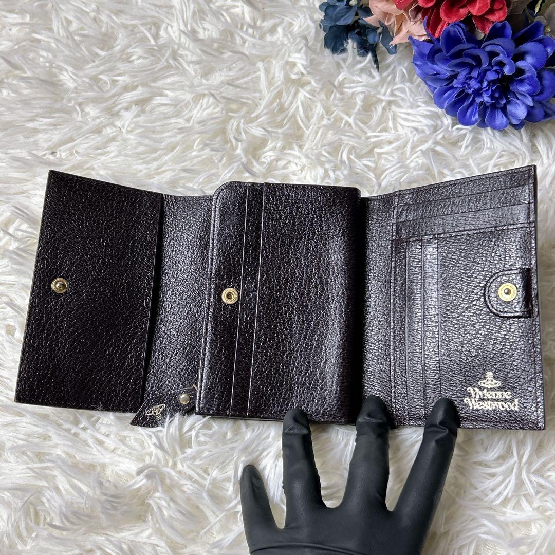 【美品】ヴィヴィアンウエストウッド　財布　3つ折財布　オーブ　ブラウン レザー