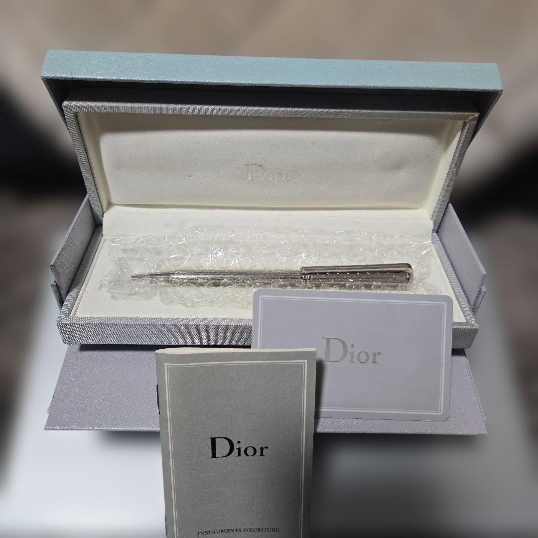 美品 Dior 回転式 シルバーボールペン