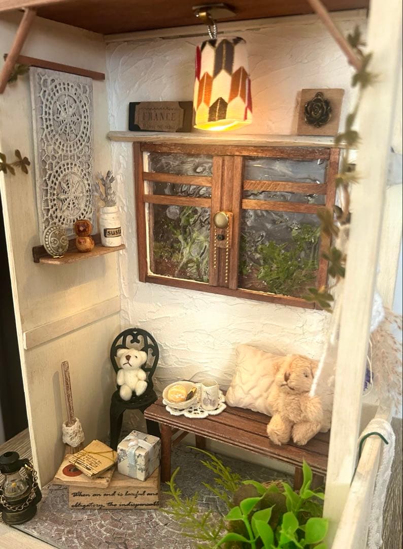 木製ミニチュアハウス⭐︎ドールハウス⭐︎ハンドメイド⭐︎背景ボード