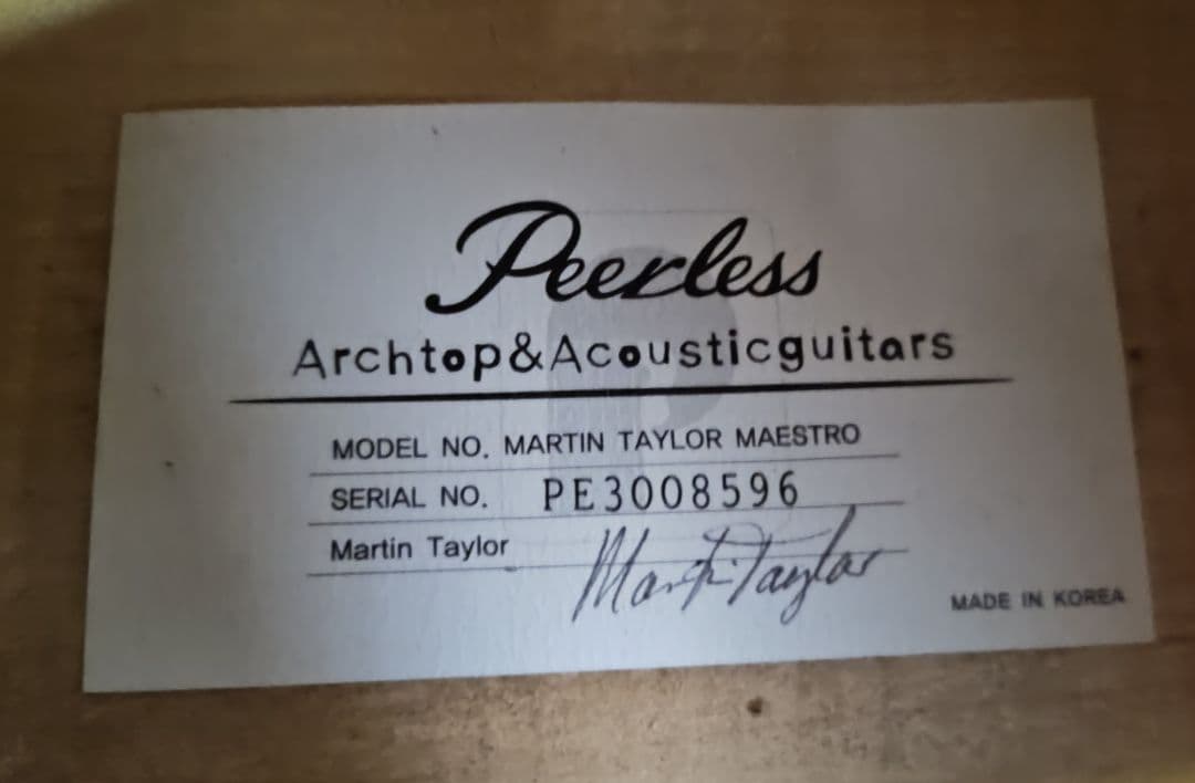 希少 Peerless Martin Taylor Maestro 単板フルアコ