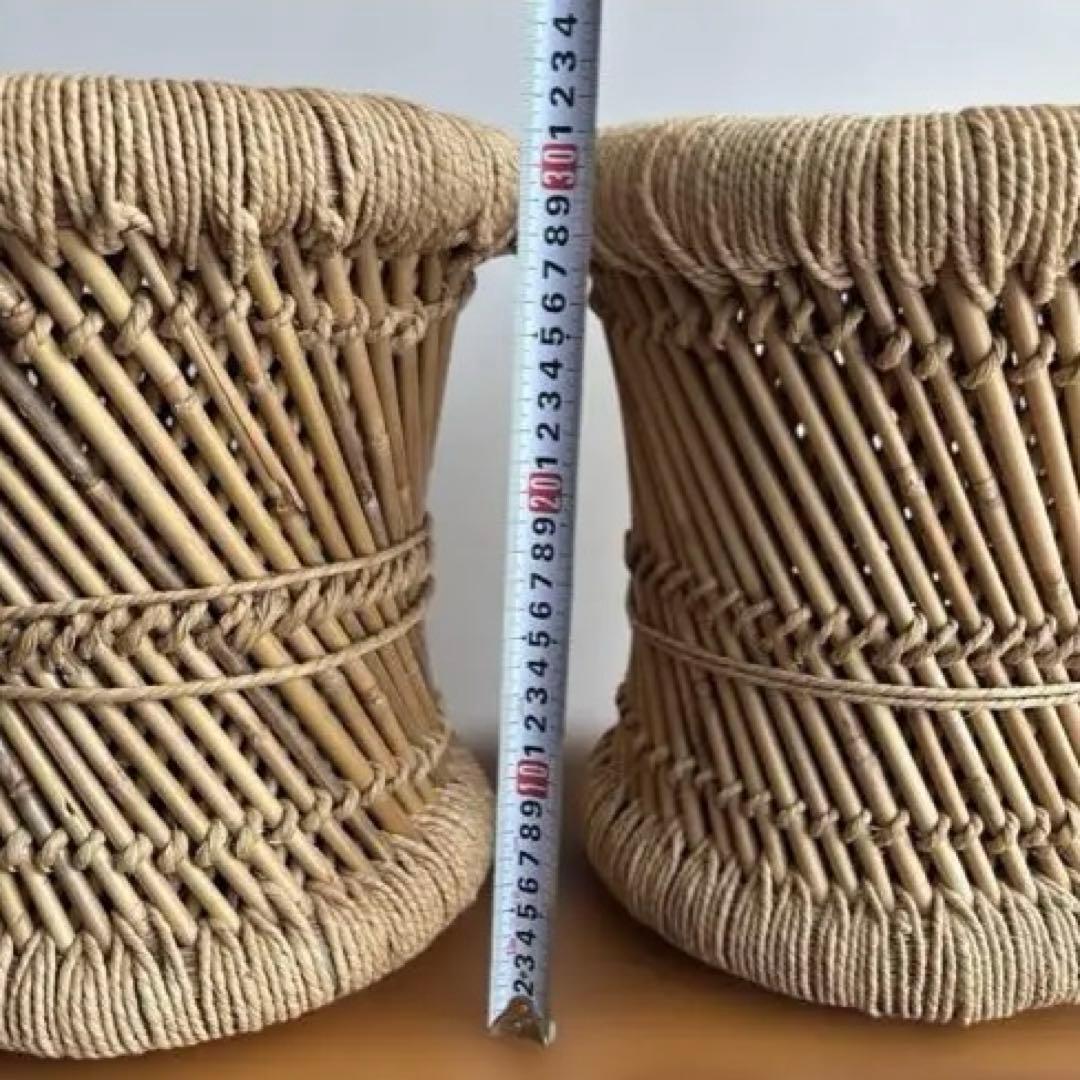 インド スツール 椅子 2個セット 天然素材 グランピエ カゴ India 葛