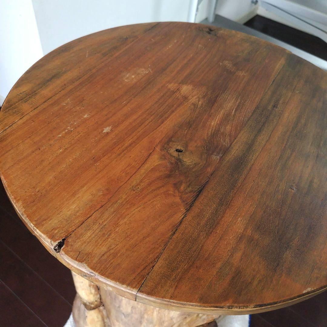 昭和レトロ当時物 原木 丸太テーブル 引き戸 収納付き