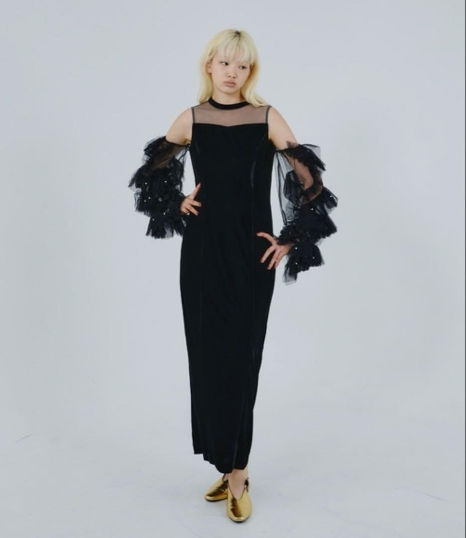 andresd detached sleeve dress ブラックホワイト - メルカリ