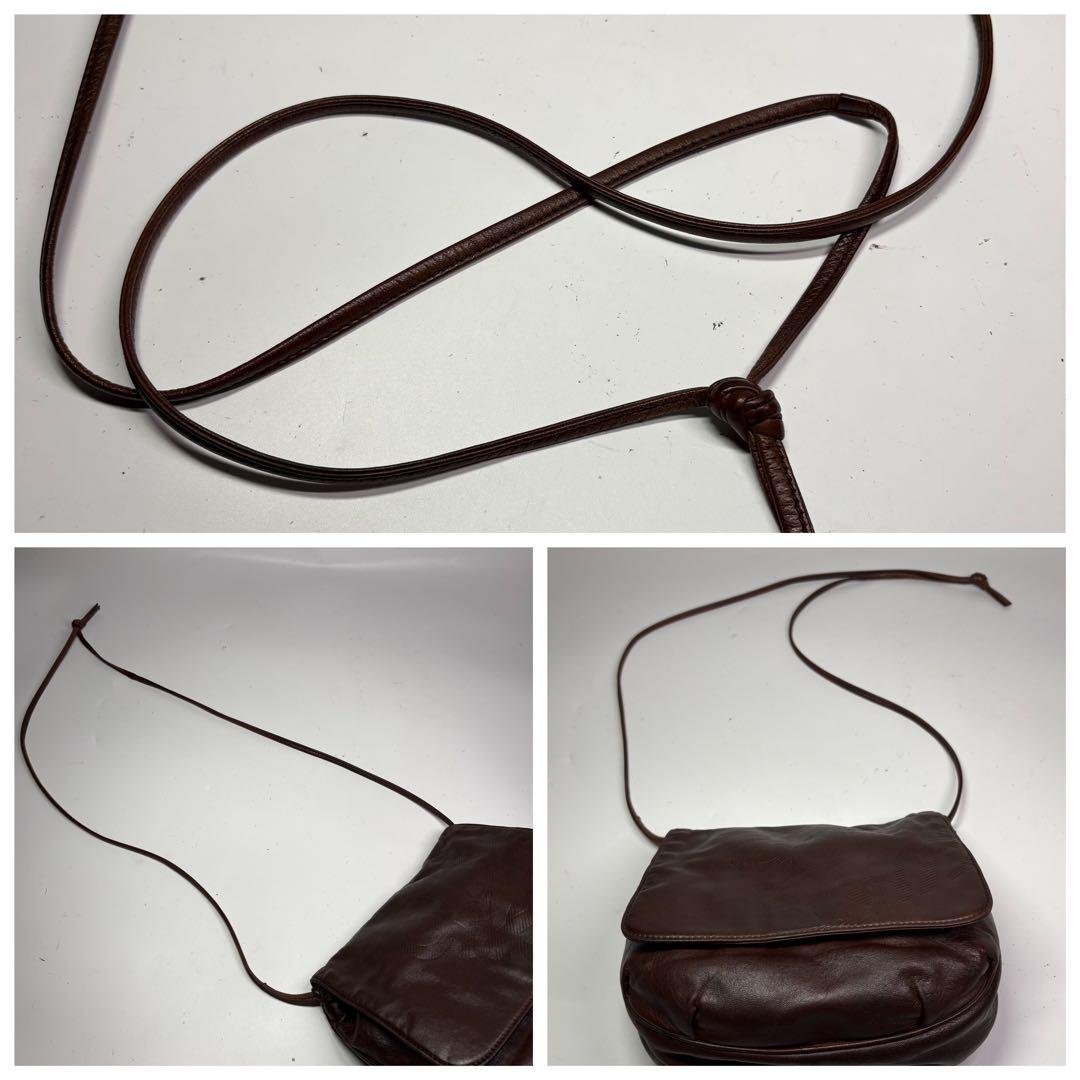 美品　ロエベ ナッパレザー ビンテージショルダーバッグ アナグラム　ブラウン