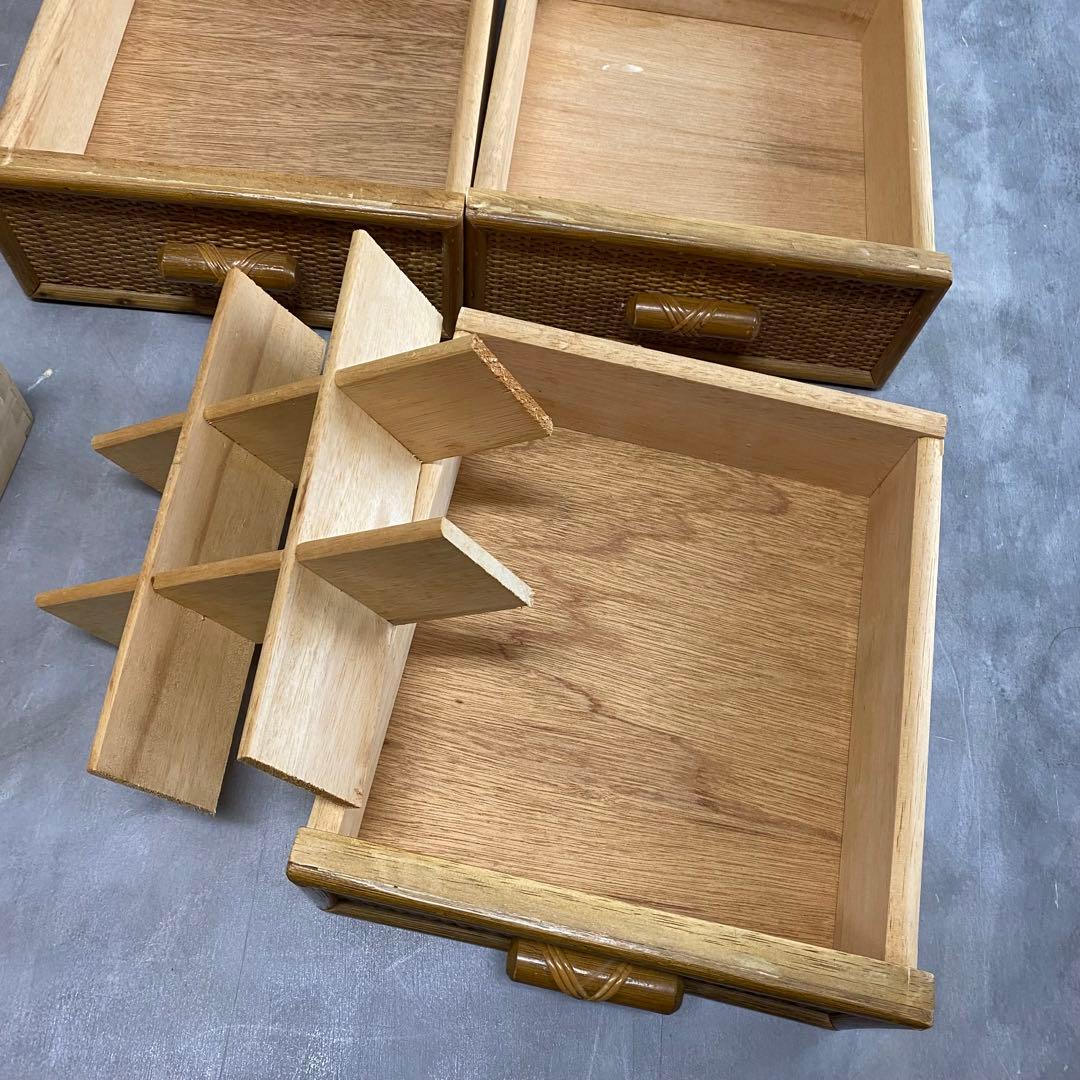 ヴィンテージ ラタン 籐 チェスト 棚 箪笥 6段 8杯 昭和レトロ 収納