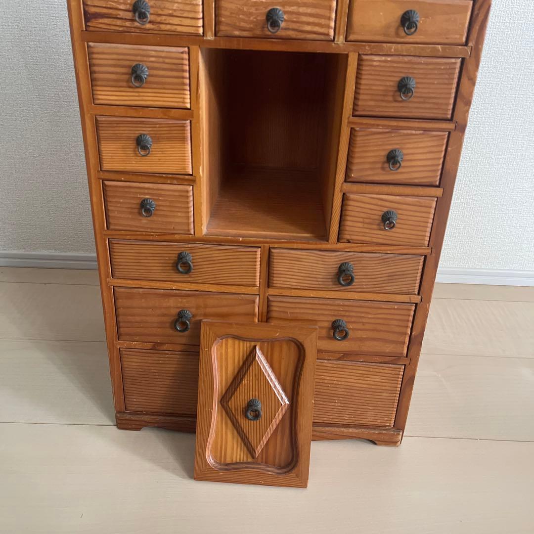 昭和レトロ アンティーク家具 薬箪笥 薬棚 小物入れ ヴィンテージ 22杯