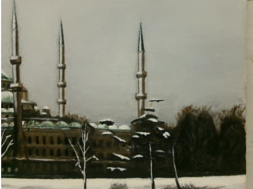 「ブルーモスク(トルコ)」 油彩 F8 1981年 商品管理番号E0…