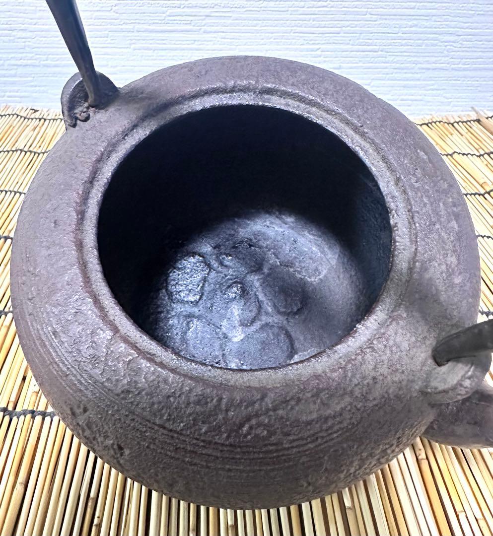 未使用品　山形水沢 釜師造　斑紫銅蓋 袋鉉　南部鉄瓶　南部鉄器　鉄瓶　調理後器具