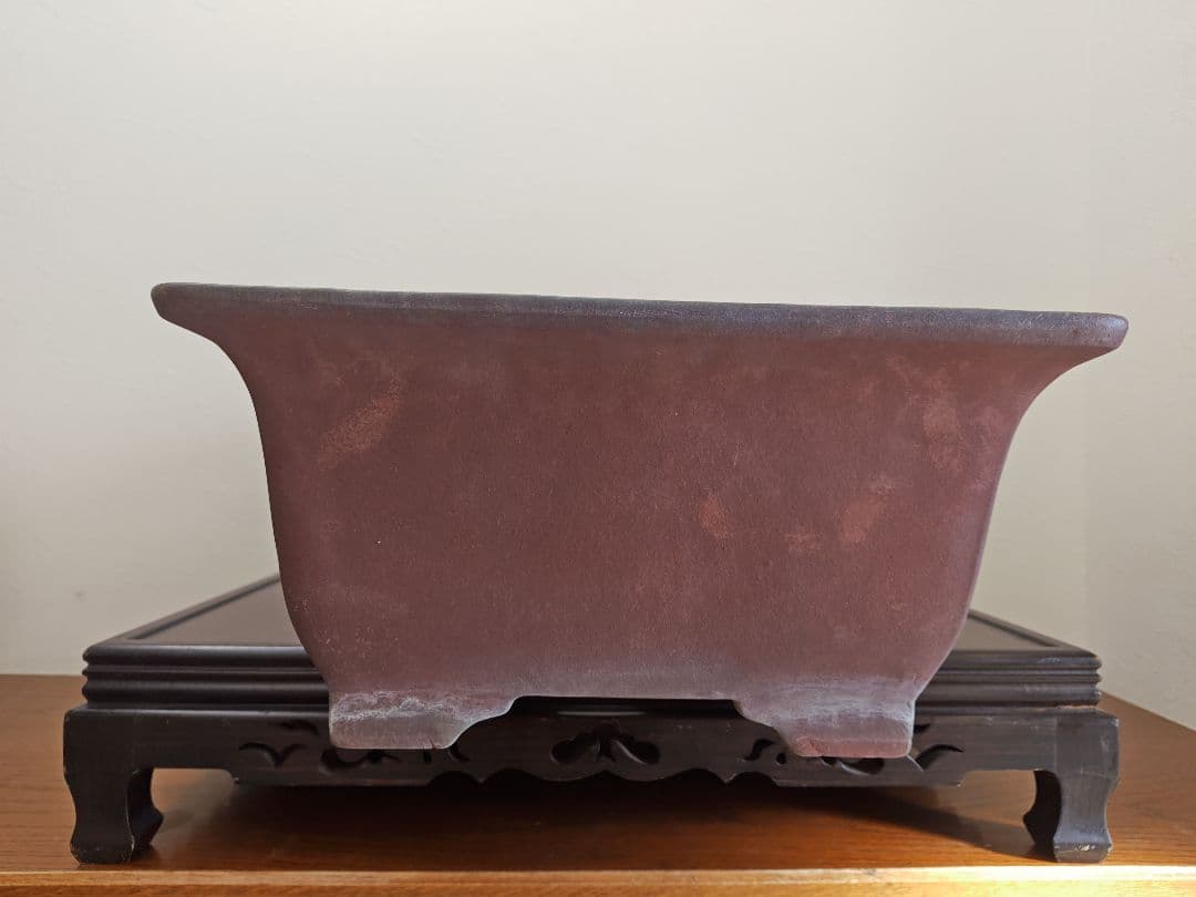赤色長方形陶器鉢　希少サイズ　超大型 約61cmx39cm×20.5cm