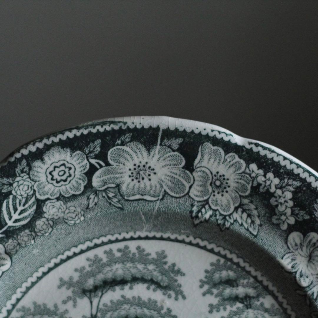 銅板転写 皿 DAWSON 古道具 アンティーク ブロカント