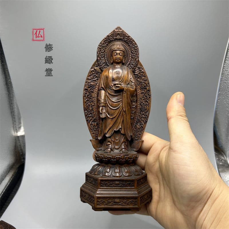 修縁堂】職人手作り 西方三聖 精彫造像 観音菩薩 阿弥陀如来 勢至