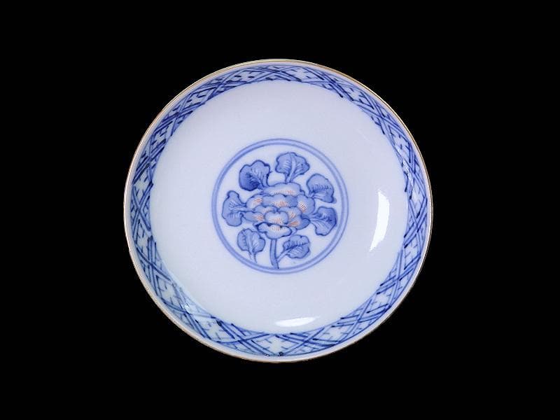 大聖寺伊万里 金襴手 花の図 大振蓋茶碗 E36AS-CPc