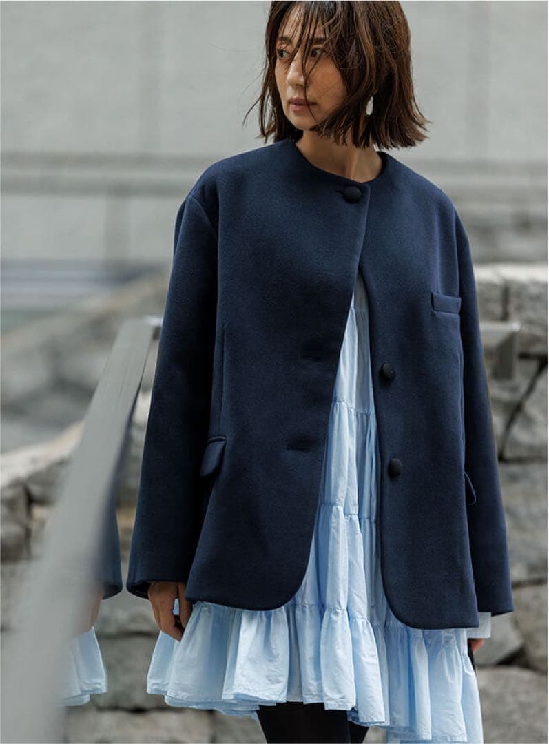 東原亜希さんFORME・24AWNOCOLLARJACKET【NAV】